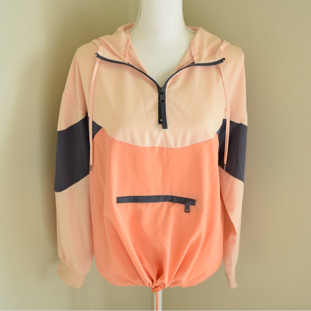 GIANNI BINI GB Quarter Zip Long Sleeve Color Block Jacket Windbreaker SZ Small